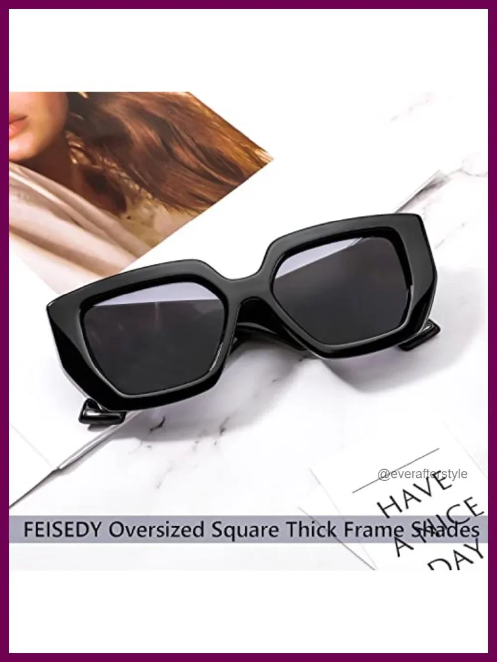 Oversized Square Sunglasses Thick Frame UV400 Protection Unisex